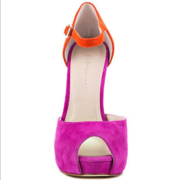 BCBGeneration Lin Ankle Strap Peep Toe Stiletto Heels Bright Suede - Picture 2 of 7